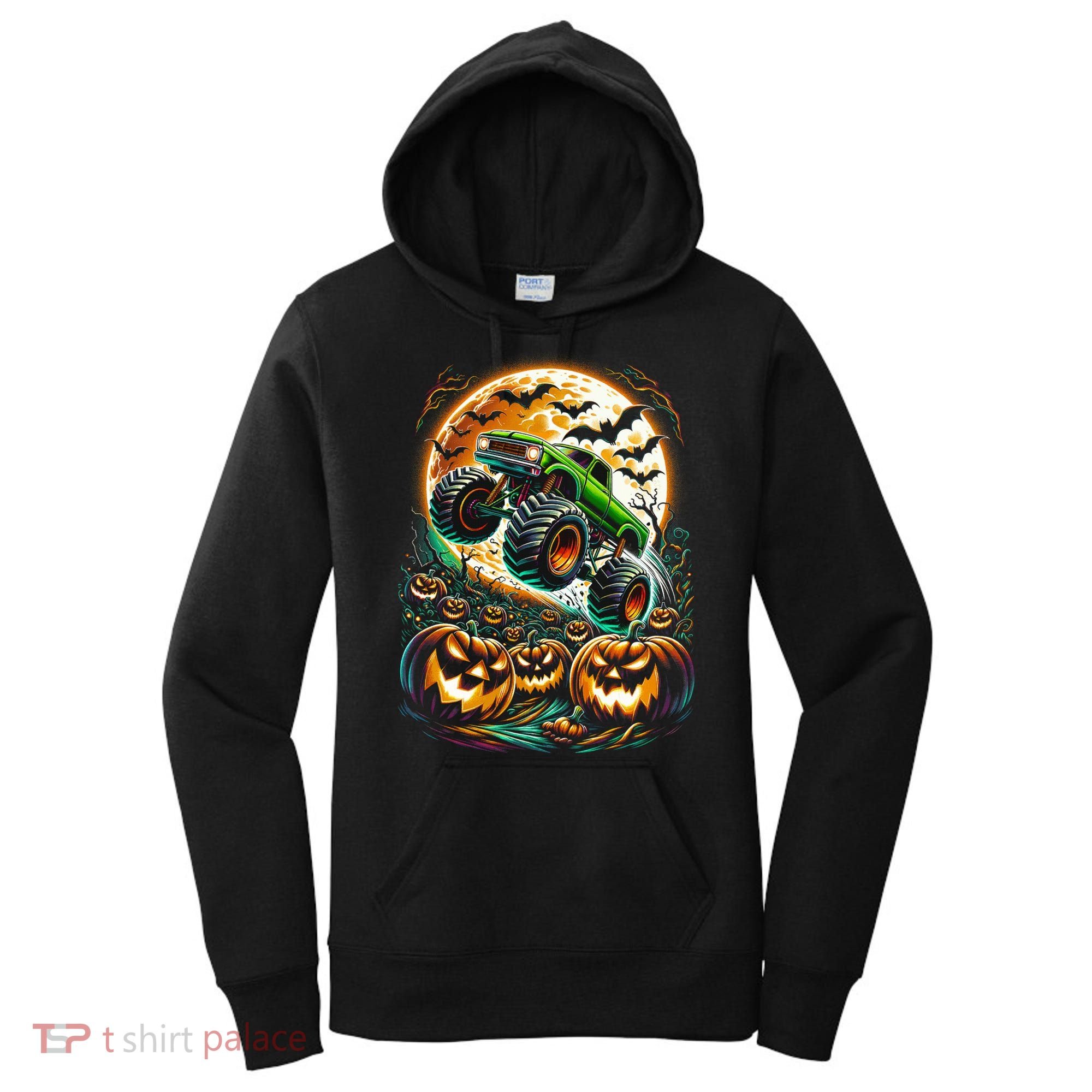 Halloween Monster Truck Jack O Lantern Trick Treat Women's Hoodie