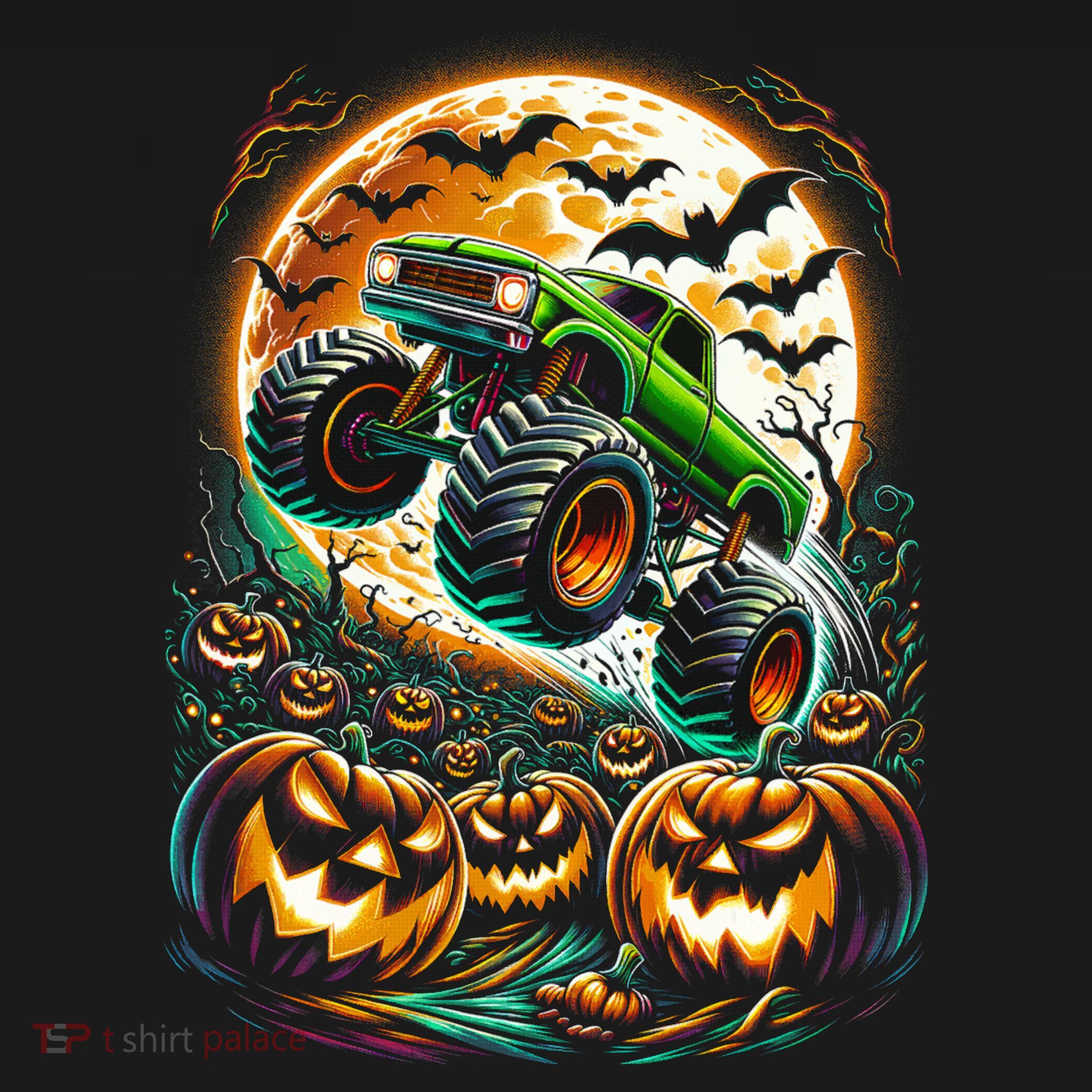 Halloween Monster Truck Jack O Lantern Trick Treat Toddler Hoodie