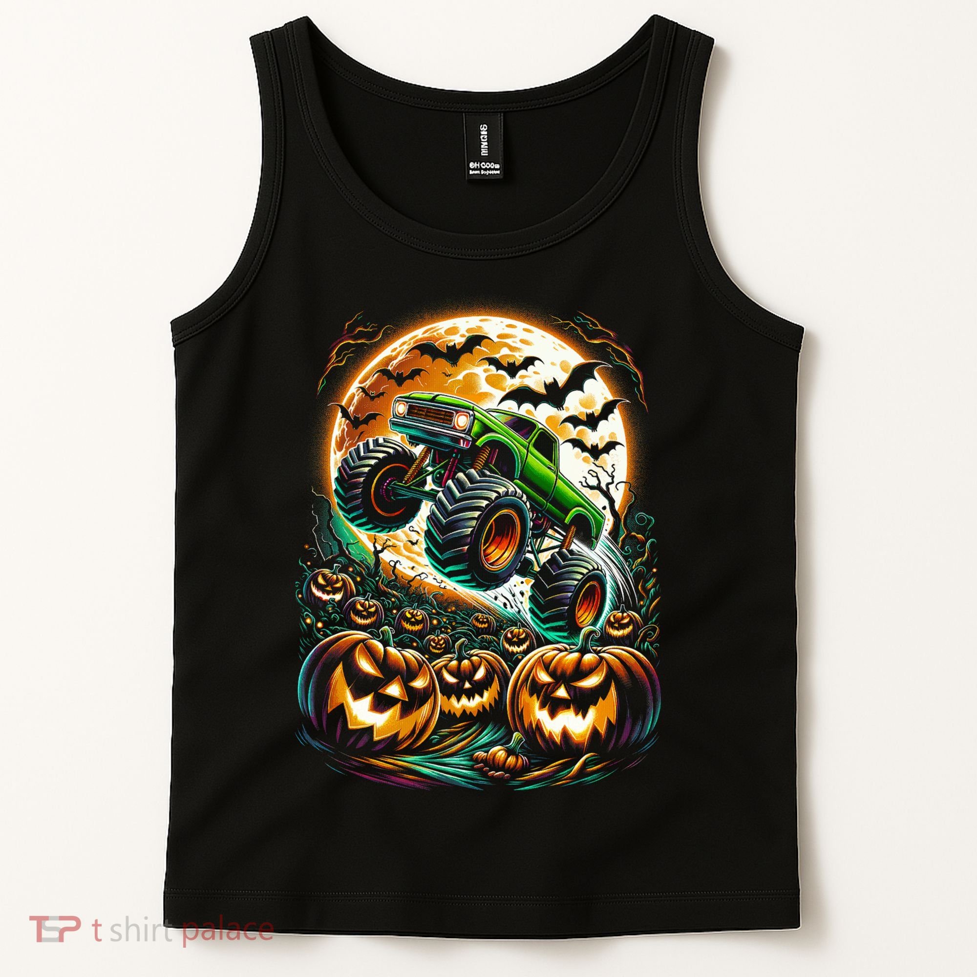 Halloween Monster Truck Jack O Lantern Trick Treat Tank Top