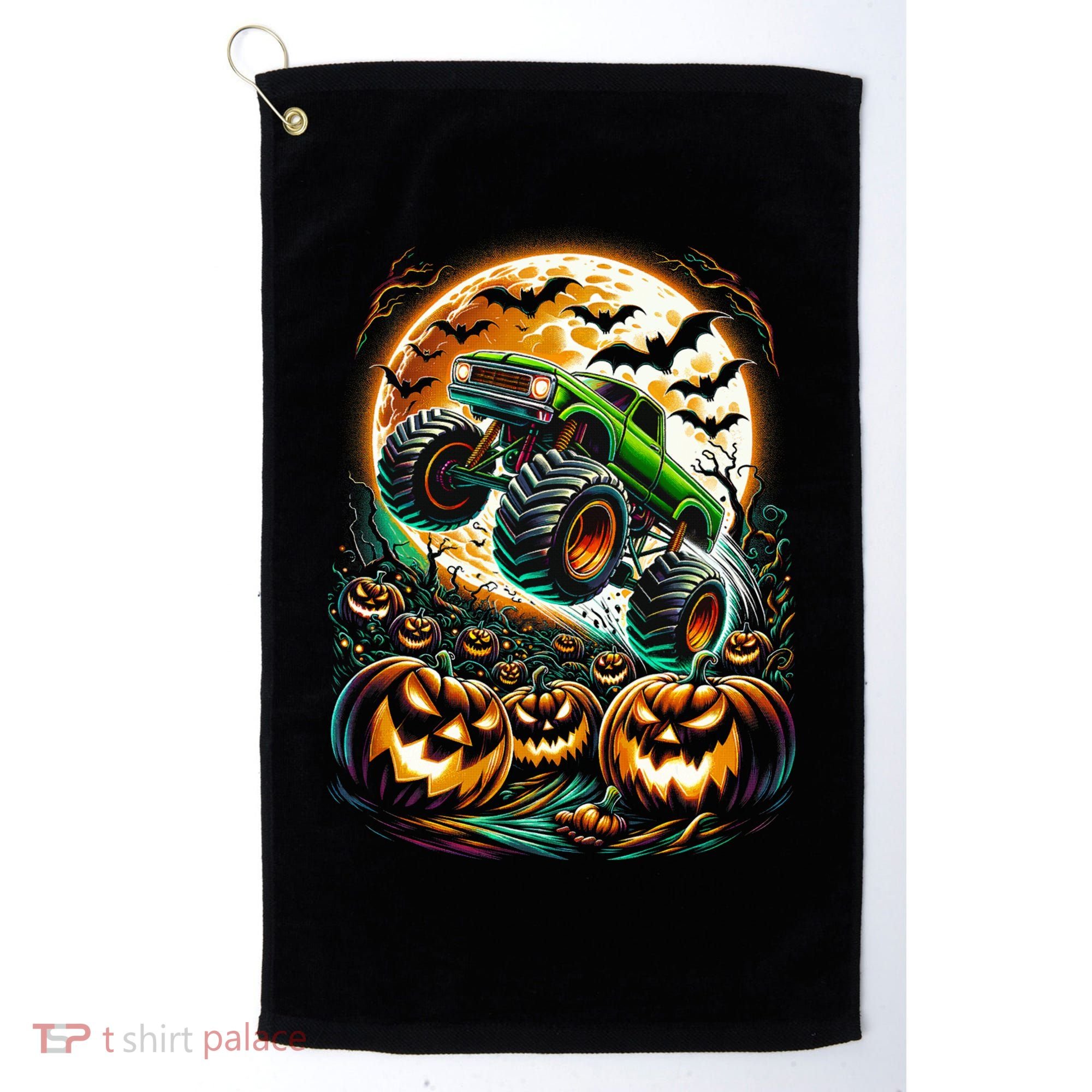 Halloween Monster Truck Jack O Lantern Trick Treat Golf Towel