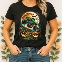 Halloween Monster Truck Jack O Lantern Trick Treat Women's T-Shirt thumb 2