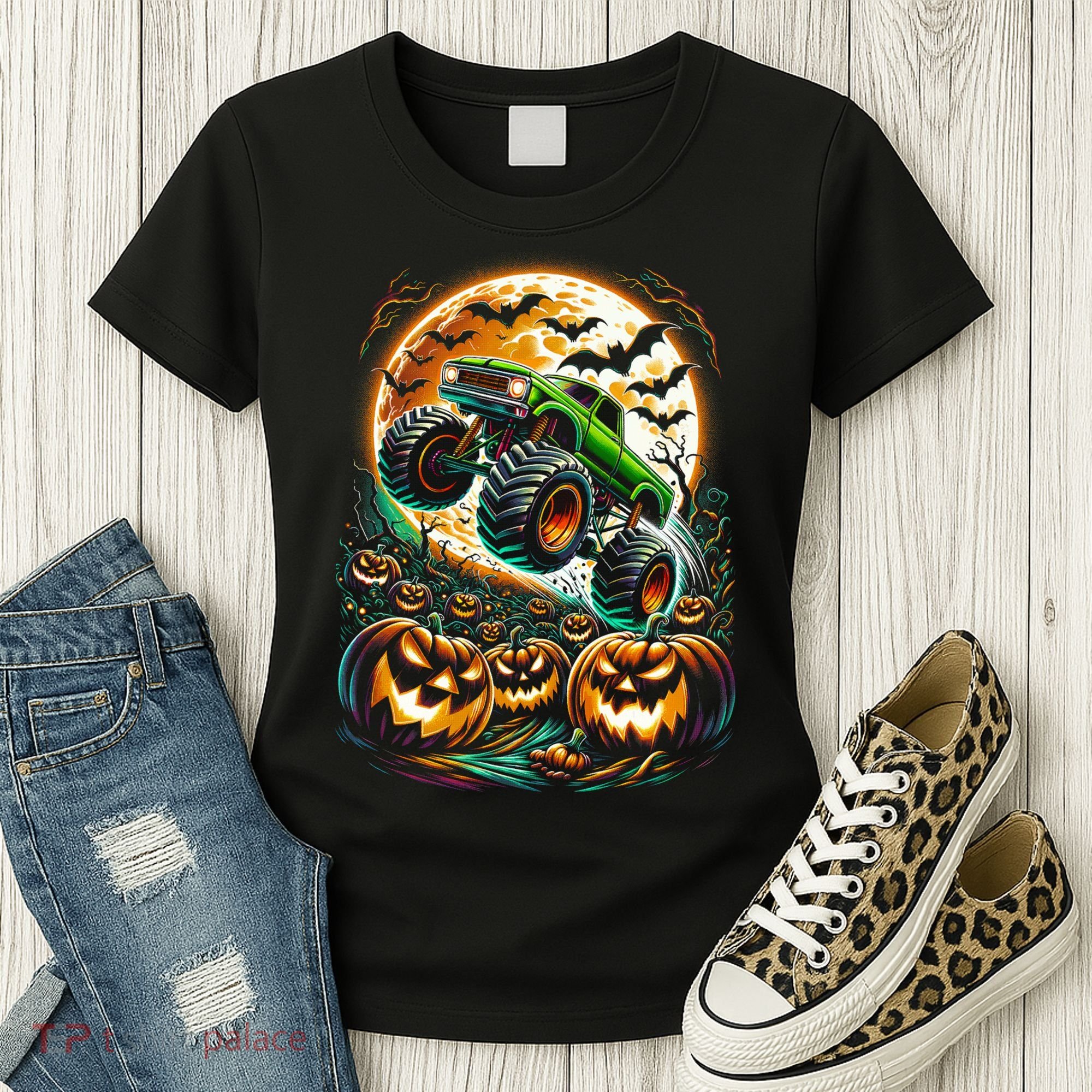 Halloween Monster Truck Jack O Lantern Trick Treat Women's T-Shirt