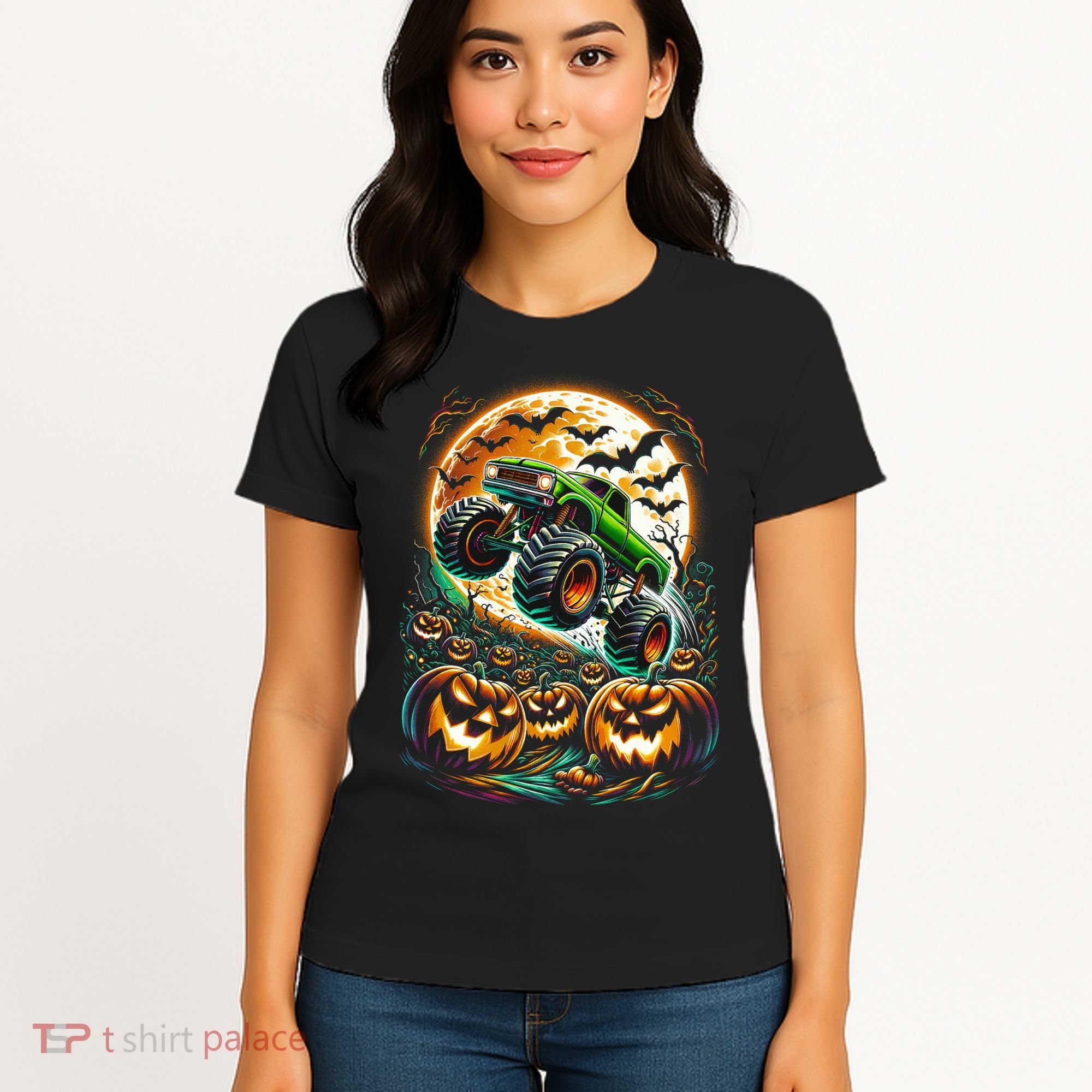 Halloween Monster Truck Jack O Lantern Trick Treat Women's T-Shirt