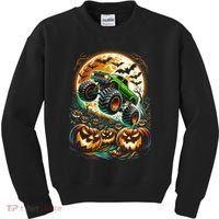 Halloween Monster Truck Jack O Lantern Trick Treat Kids Sweatshirt thumb 0