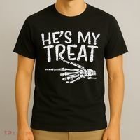 Hes My Treat Skeleton Matching Couple Halloween Costume Hers T-Shirt thumb 3