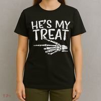 Hes My Treat Skeleton Matching Couple Halloween Costume Hers T-Shirt thumb 4