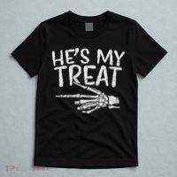 Hes My Treat Skeleton Matching Couple Halloween Costume Hers T-Shirt thumb 5
