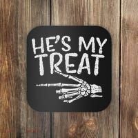 Hes My Treat Skeleton Matching Couple Halloween Costume Hers Coaster thumb 0