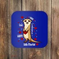 Hello Meerkat Valentines Day Cute Animal Love Vfunny Giftday Pajama Funny Gift Coaster thumb 0