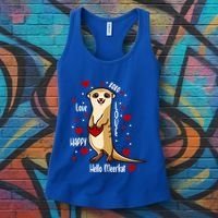 Hello Meerkat Valentines Day Cute Animal Love Vfunny Giftday Pajama Funny Gift Women's Tank Top thumb 3