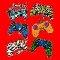 Halloween Monster Video Game Controllers Santa Hat thumb 1