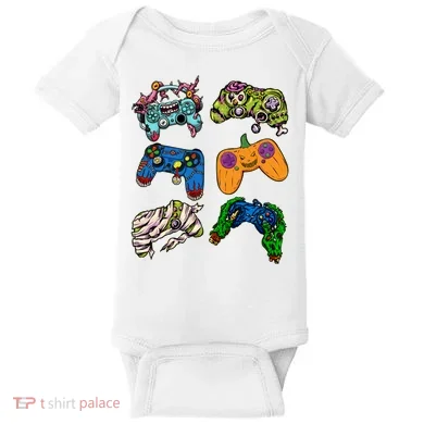 Halloween Monster Video Game Controllers Baby Bodysuit