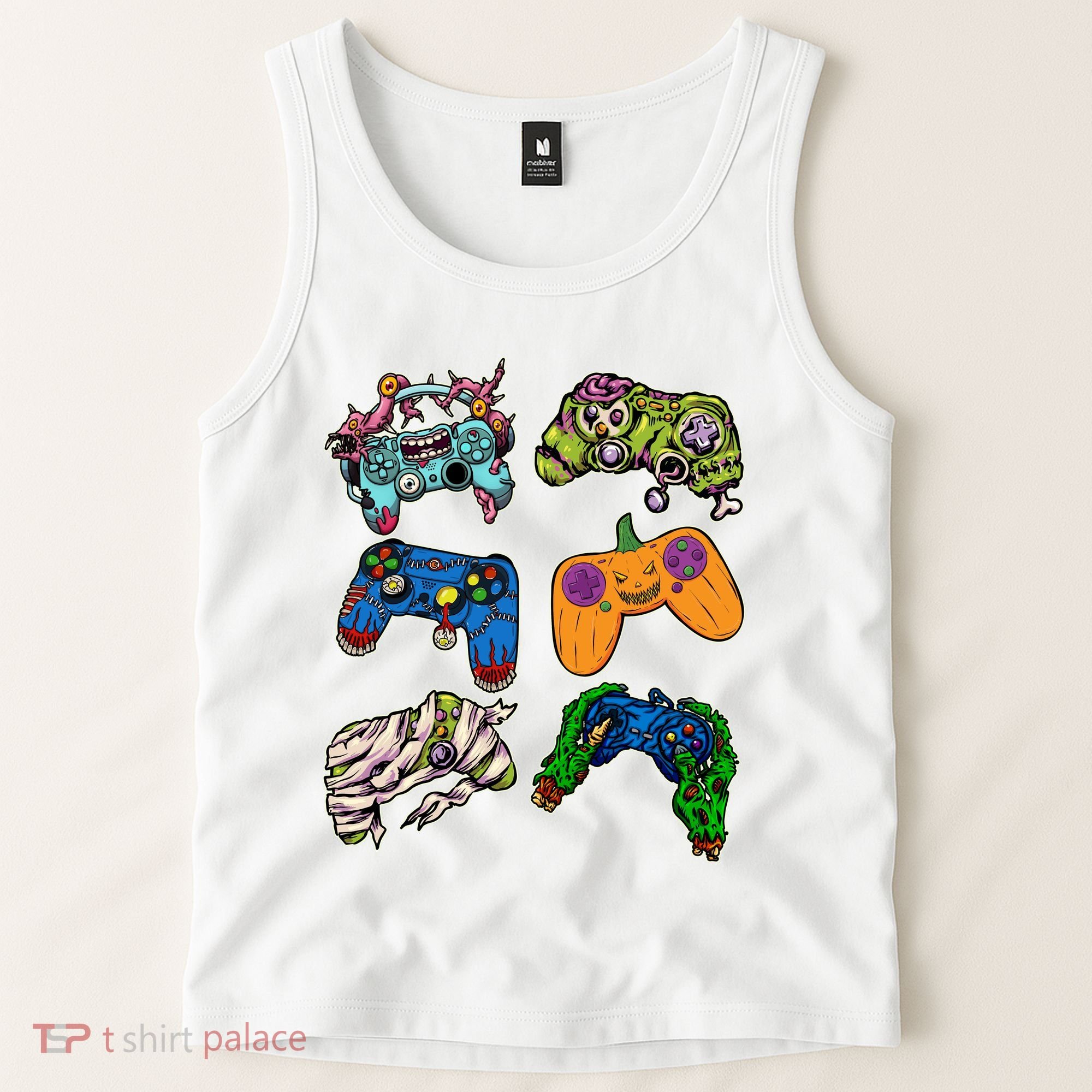 Halloween Monster Video Game Controllers Tank Top