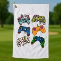 Halloween Monster Video Game Controllers Golf Towel thumb 1