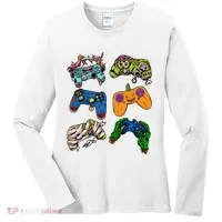 Halloween Monster Video Game Controllers Women's Long Sleeve Shirt thumb 0