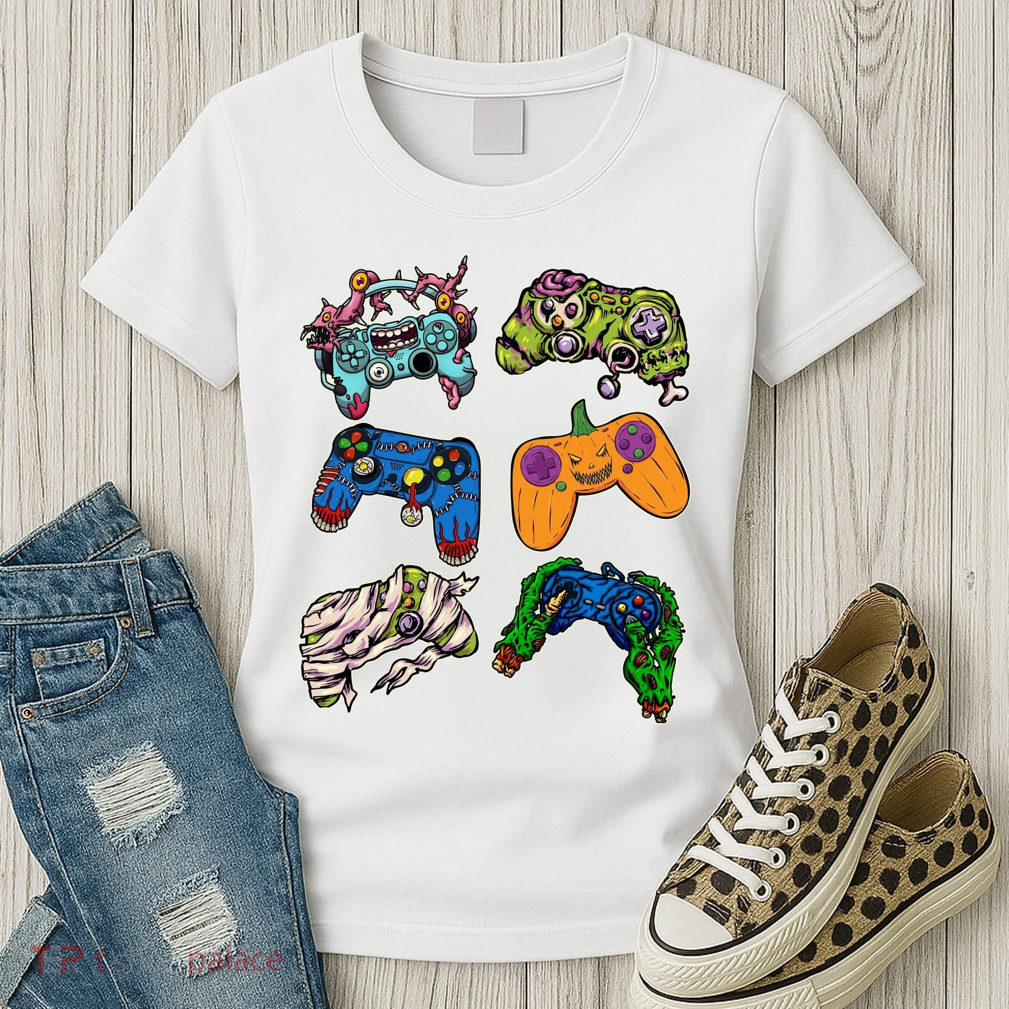 Halloween Monster Video Game Controllers Women's T-Shirt