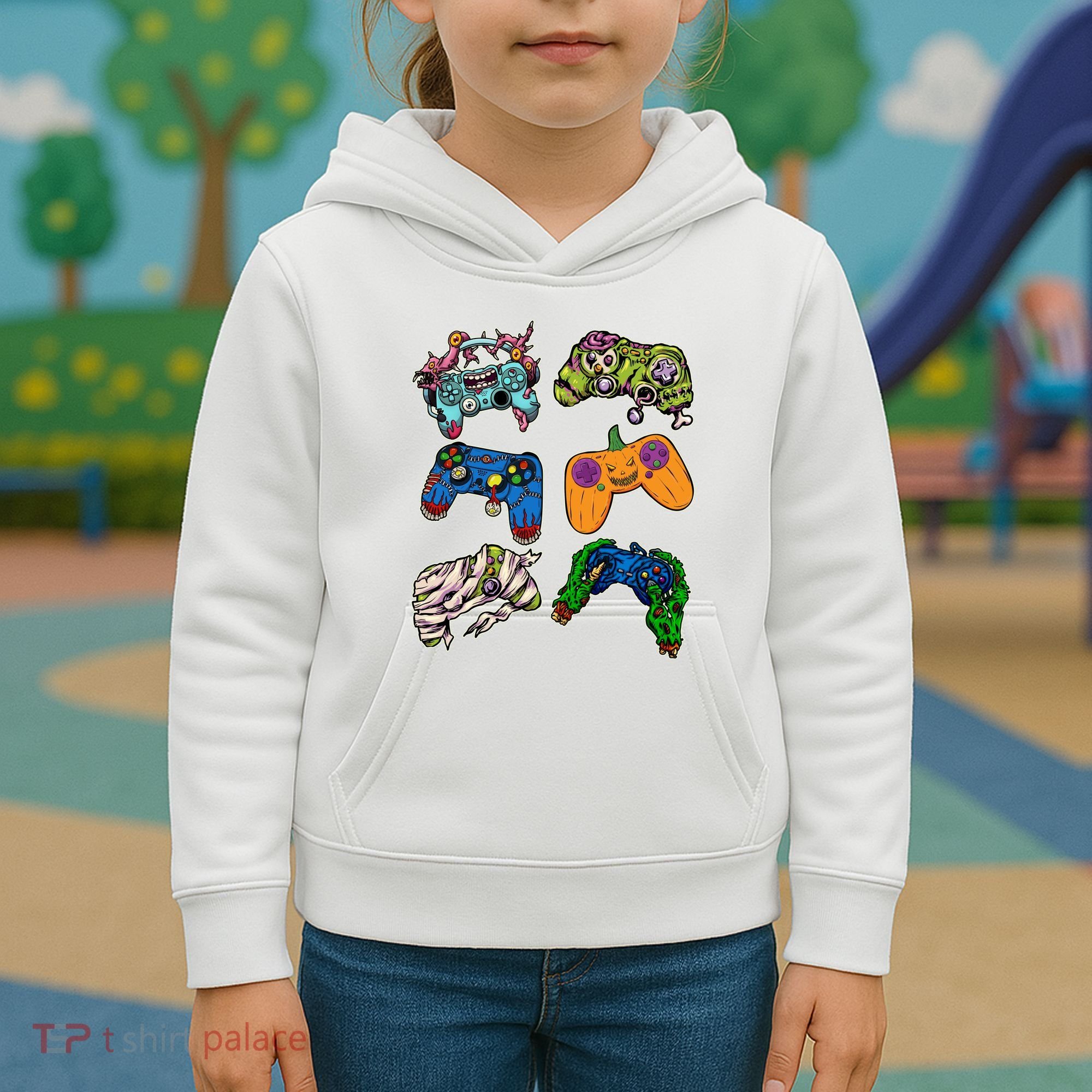 Halloween Monster Video Game Controllers Kids Hoodie