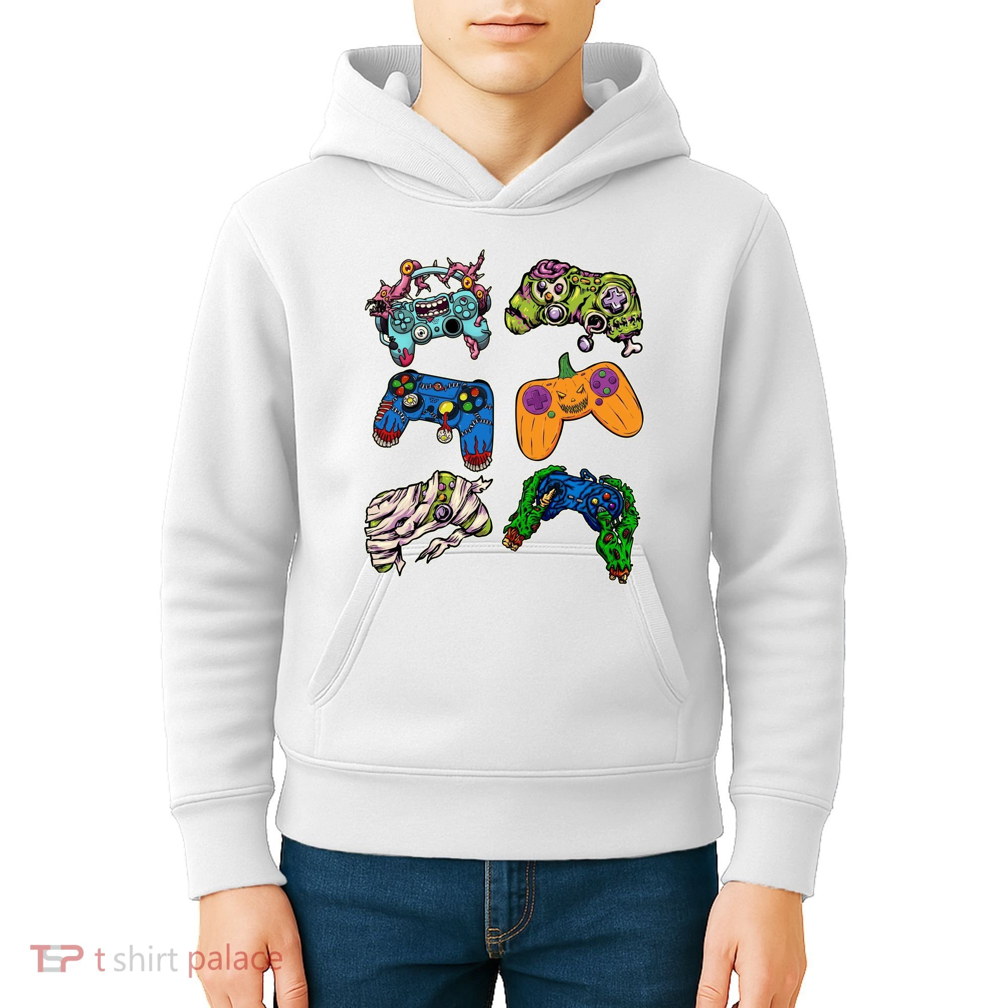 Halloween Monster Video Game Controllers Kids Hoodie