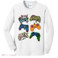 Halloween Monster Video Game Controllers Kids Long Sleeve Shirt thumb 0