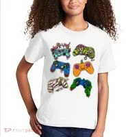 Halloween Monster Video Game Controllers Kids T-Shirt thumb 2