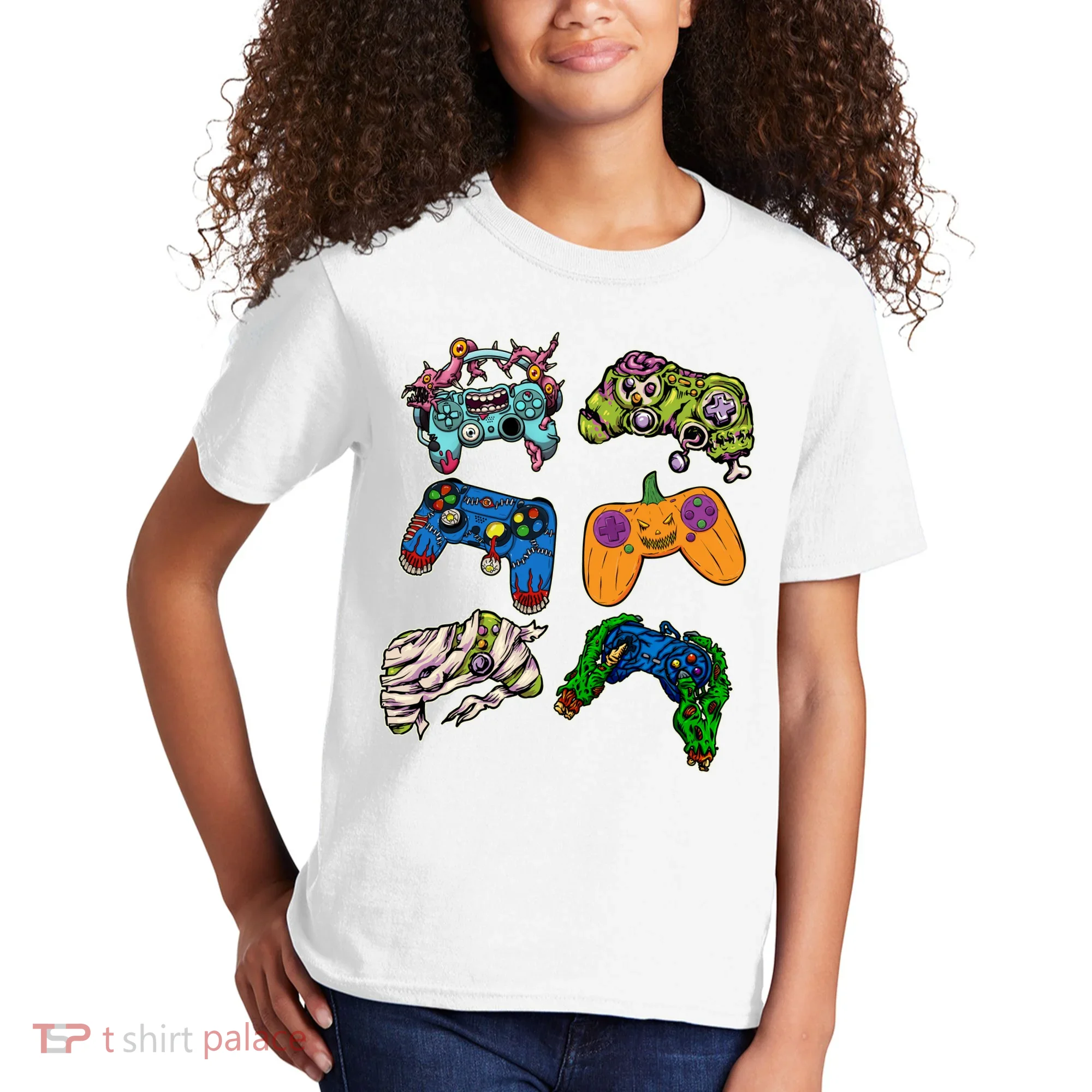 Halloween Monster Video Game Controllers Kids T-Shirt