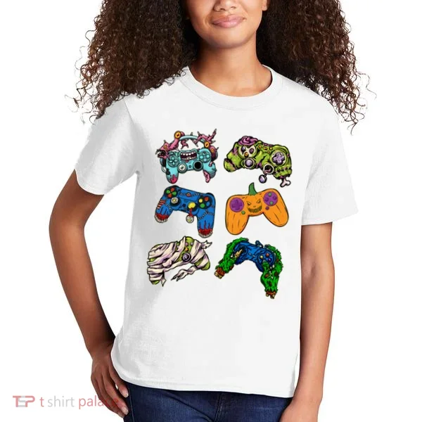 Halloween Monster Video Game Controllers Kids T-Shirt
