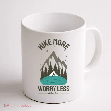 Hike More Worry Less Coffee Mug back