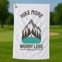 Hike More Worry Less Golf Towel thumb 1