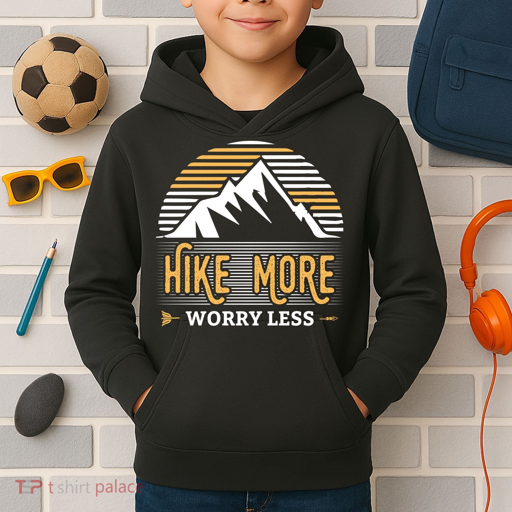 Hike More Worry Less Kids Hoodie