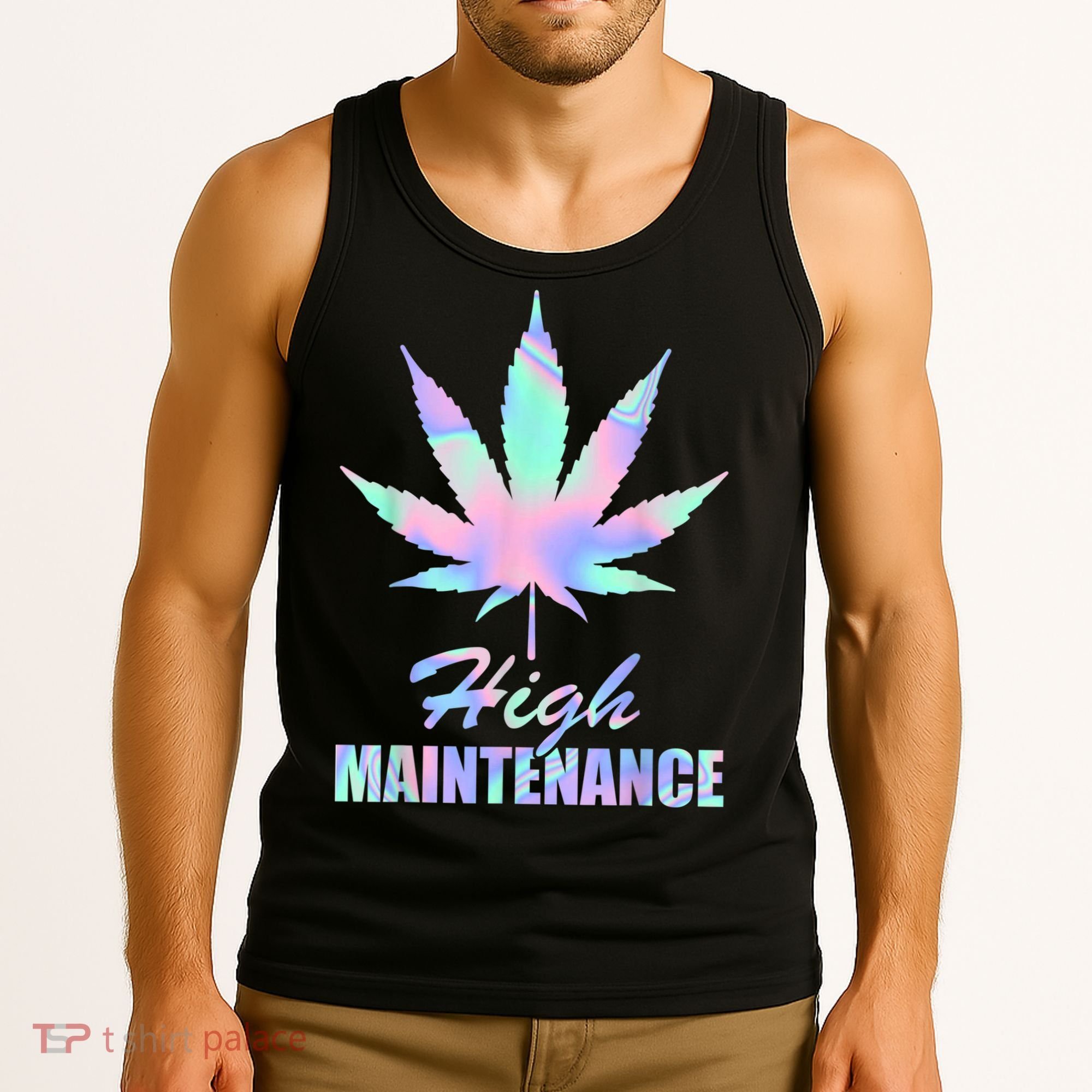 High Maintenance Weed Cannabis Pocket 420 THC Stoner Gift Tank Top