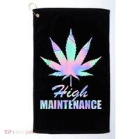 High Maintenance Weed Cannabis Pocket 420 THC Stoner Gift Golf Towel thumb 0
