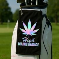 High Maintenance Weed Cannabis Pocket 420 THC Stoner Gift Golf Towel thumb 2
