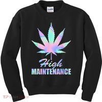High Maintenance Weed Cannabis Pocket 420 THC Stoner Gift Kids Sweatshirt thumb 0