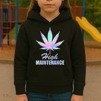 High Maintenance Weed Cannabis Pocket 420 THC Stoner Gift Kids Hoodie thumb 3