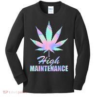 High Maintenance Weed Cannabis Pocket 420 THC Stoner Gift Kids Long Sleeve Shirt thumb 0