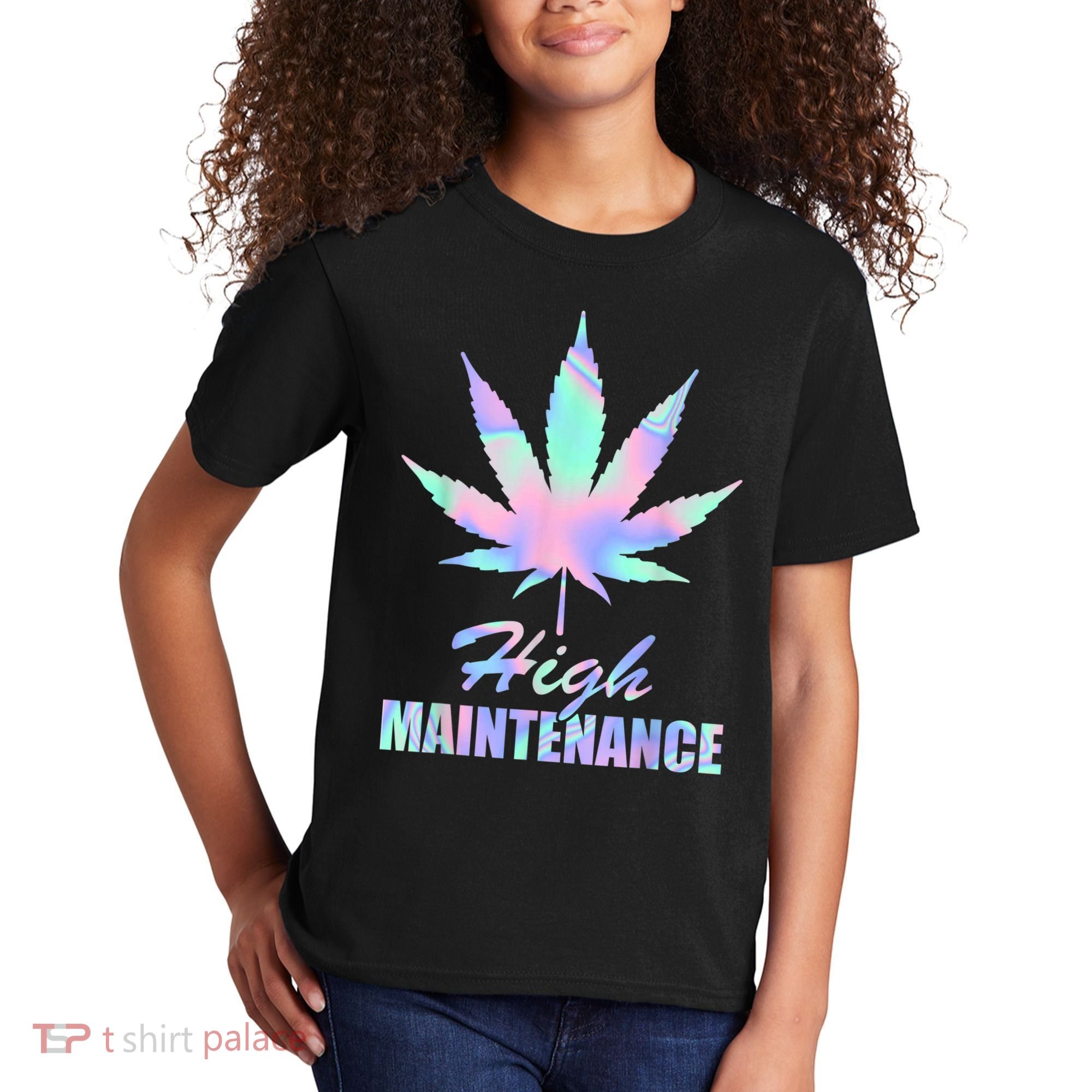 High Maintenance Weed Cannabis Pocket 420 THC Stoner Gift Kids T-Shirt