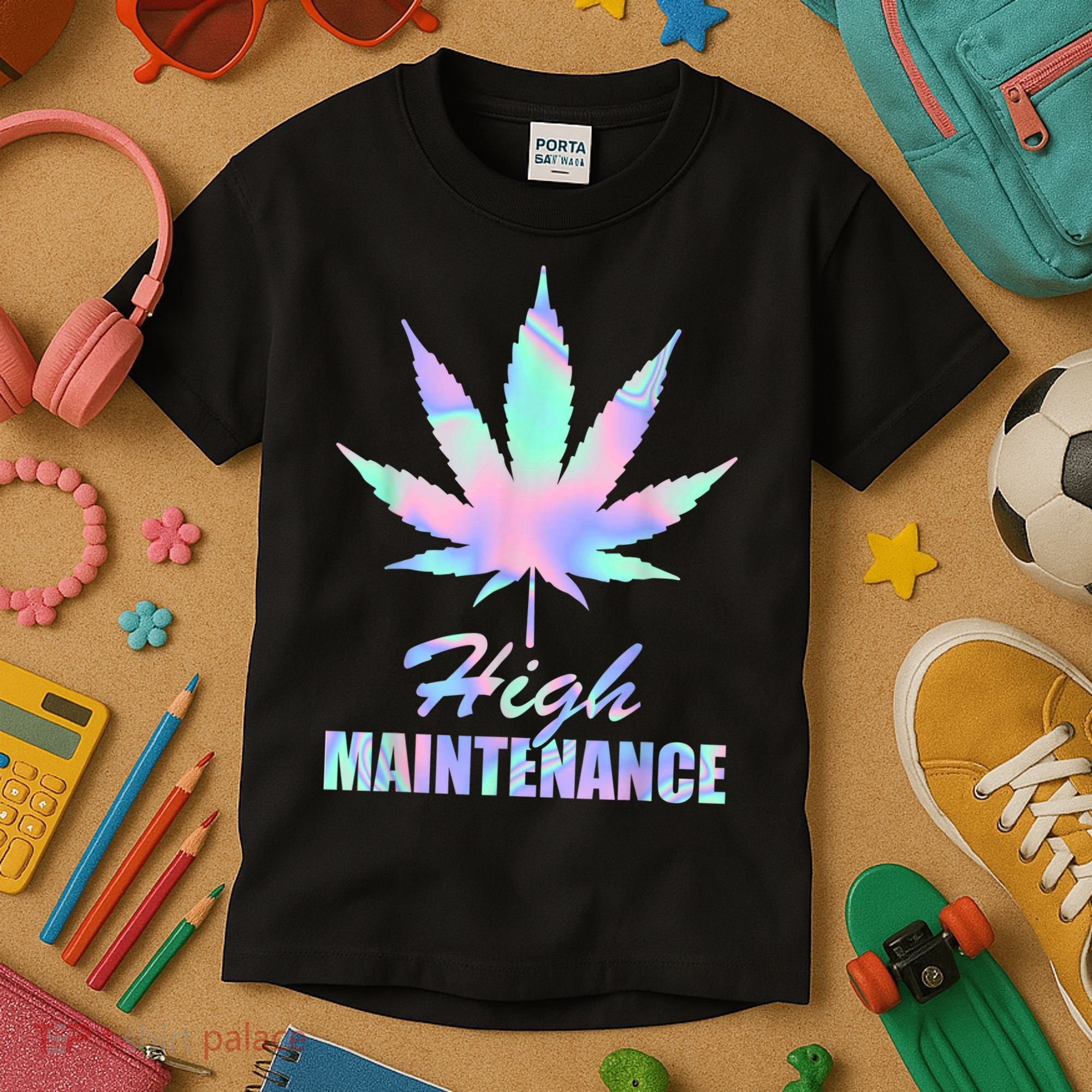 High Maintenance Weed Cannabis Pocket 420 THC Stoner Gift Kids T-Shirt