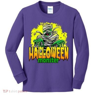 Halloween Monster Zombie Kids Long Sleeve Shirt