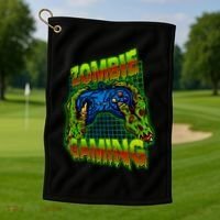 Halloween Monster Zombie Gaming Video Gamer Addict Golf Towel thumb 1