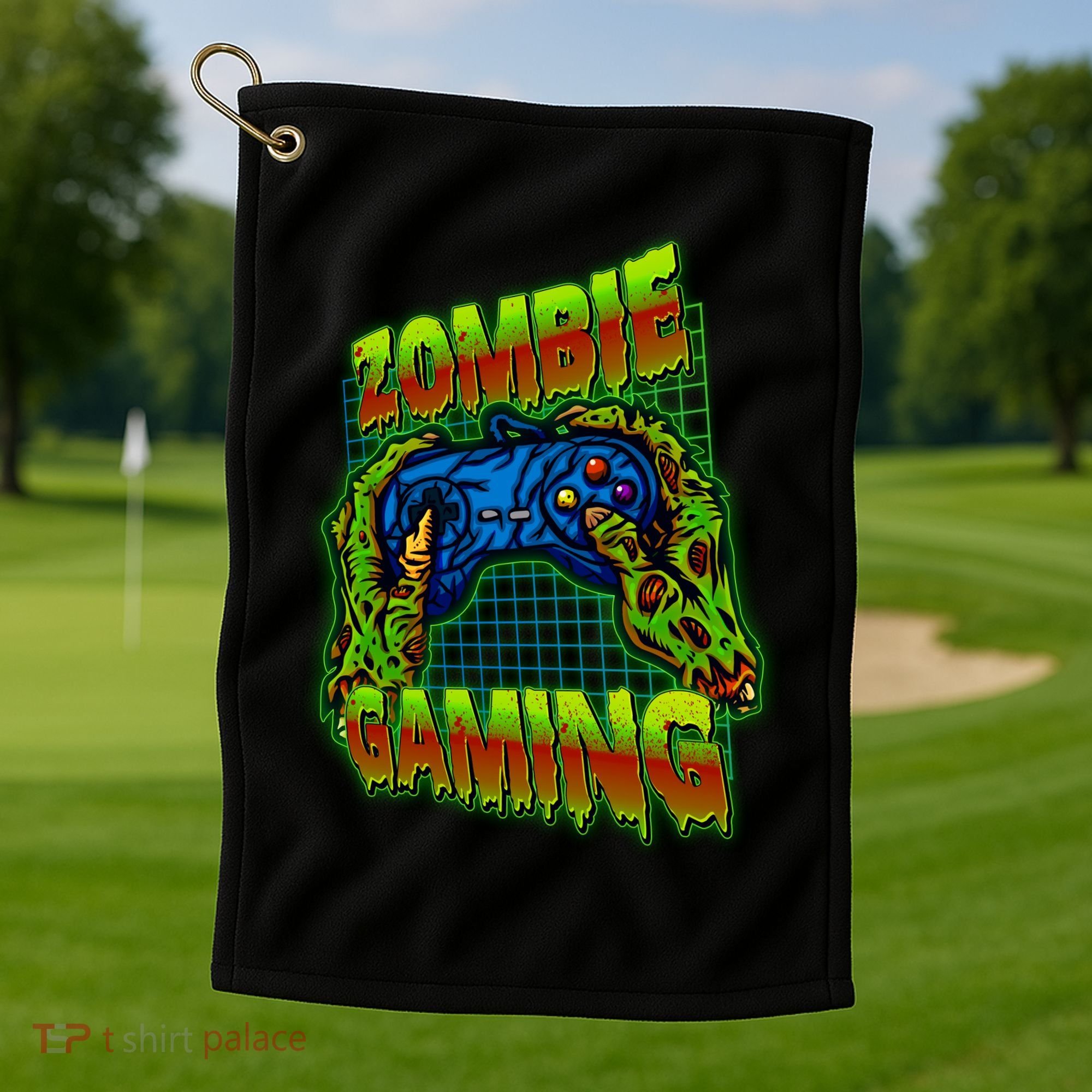 Halloween Monster Zombie Gaming Video Gamer Addict Golf Towel