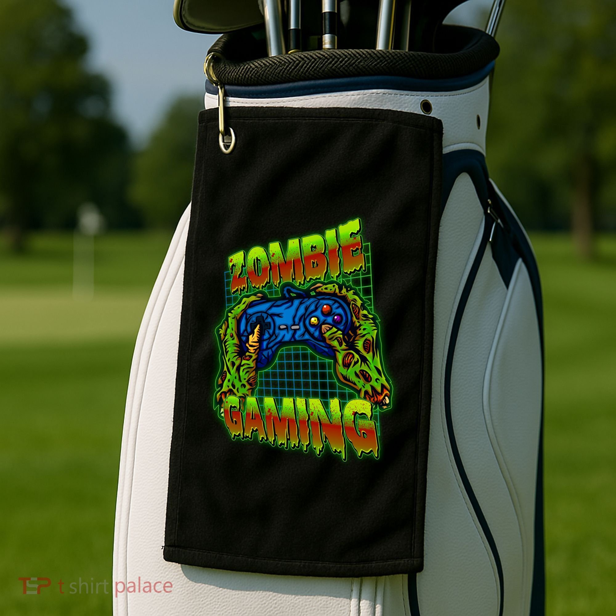 Halloween Monster Zombie Gaming Video Gamer Addict Golf Towel