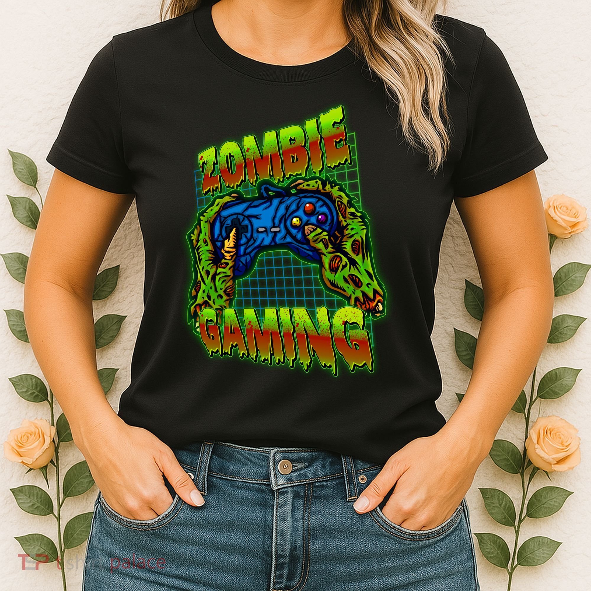 Halloween Monster Zombie Gaming Video Gamer Addict Women's T-Shirt