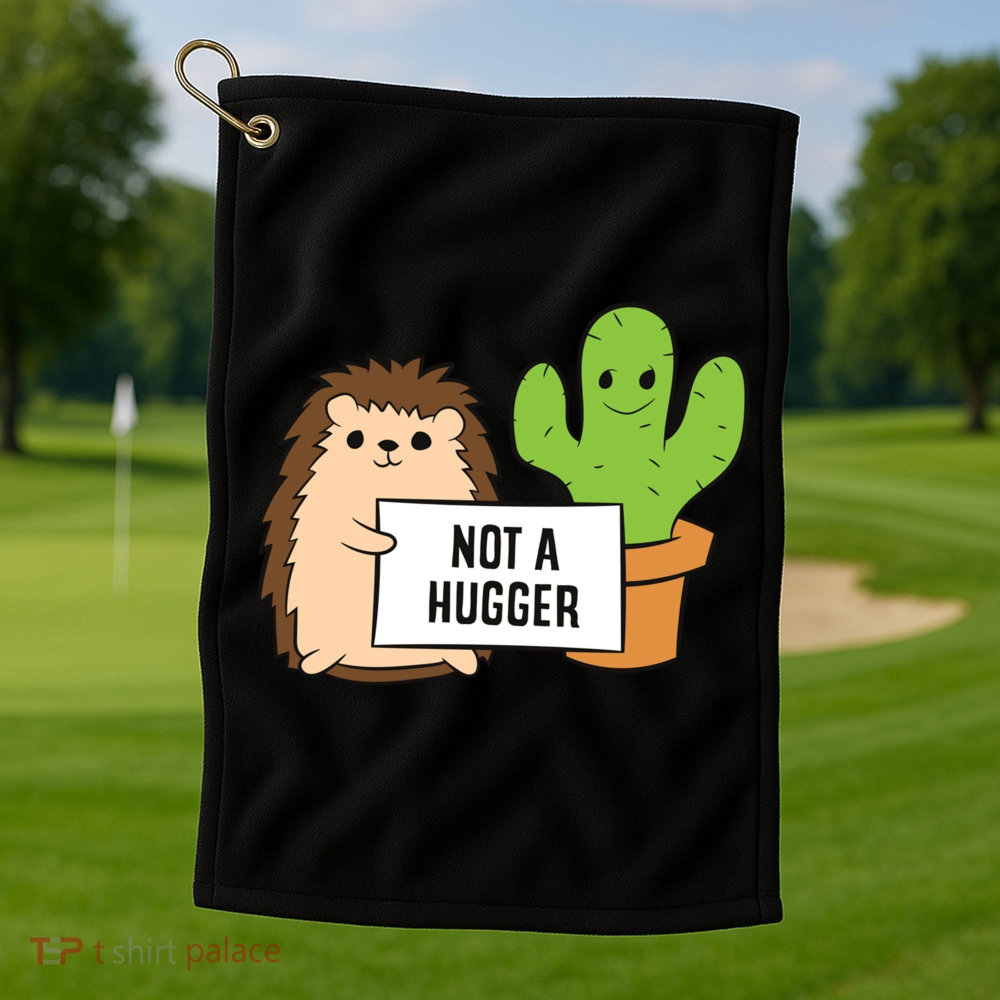 Hedgehog Not A Hugger Cactus Hedgehog Great Gift Golf Towel