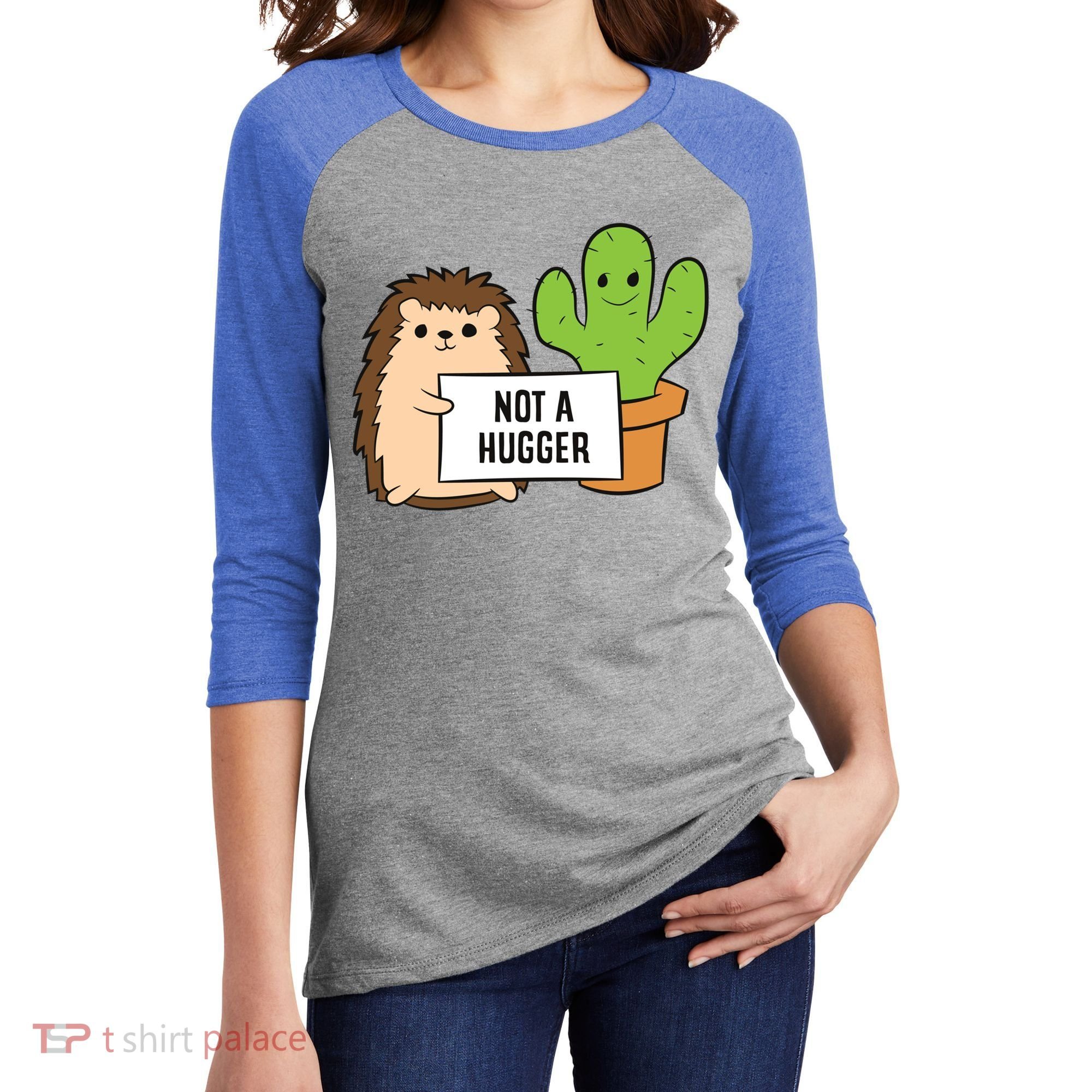 Hedgehog Not A Hugger Cactus Hedgehog Great Gift Women's Tri-Blend 3/4-Sleeve Raglan Shirt