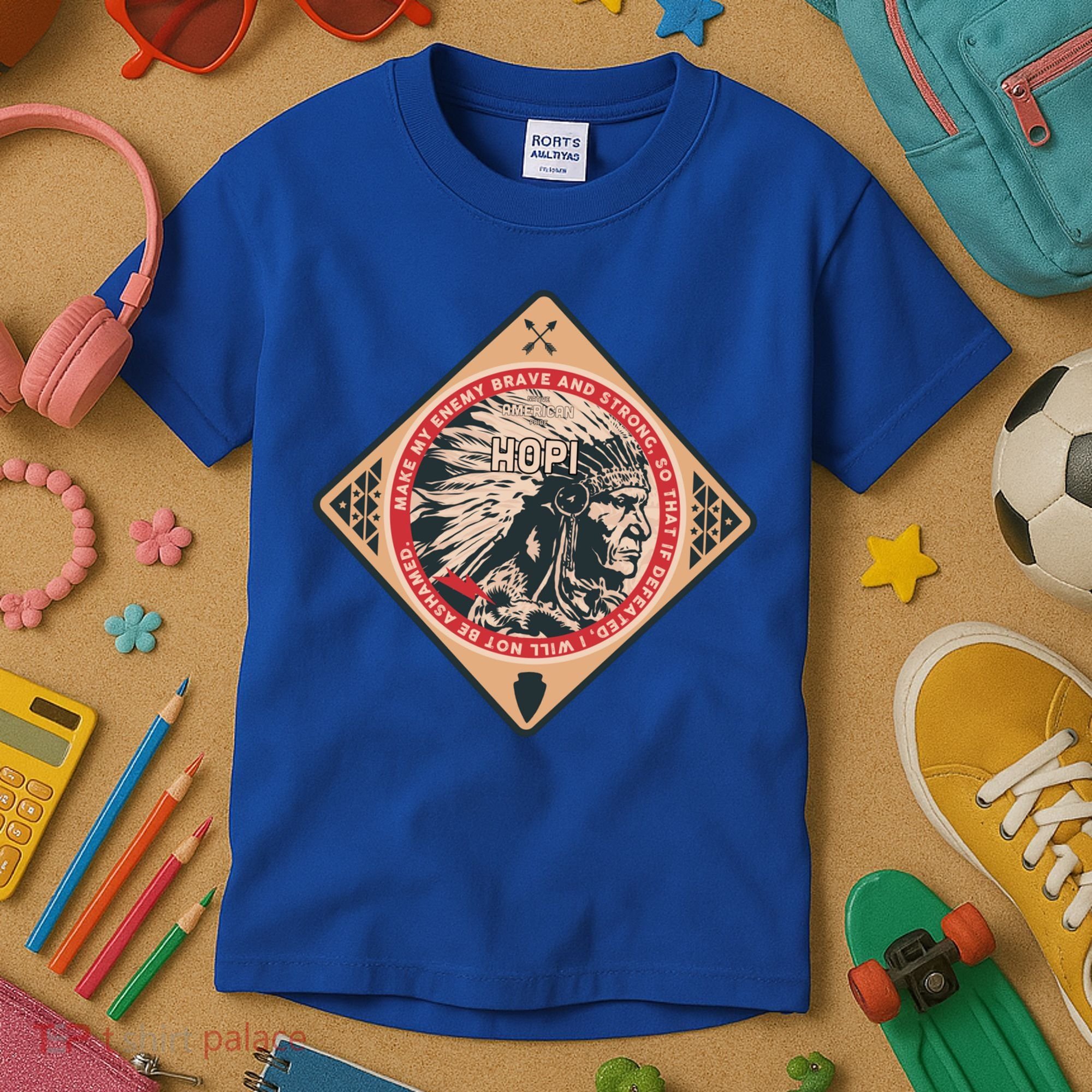 Hopi Native American Indian Brave Strong Enemy Meaningful Gift Kids T-Shirt