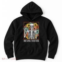 Halloween Never Better Skeleton Floral Skull Hoodie thumb 0