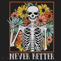 Halloween Never Better Skeleton Floral Skull Beanie thumb 2