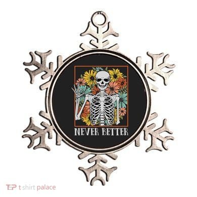 Halloween Never Better Skeleton Floral Skull Ornament