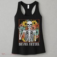 Halloween Never Better Skeleton Floral Skull Women's Tank Top thumb 3