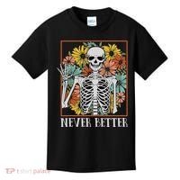 Halloween Never Better Skeleton Floral Skull Kids T-Shirt thumb 0